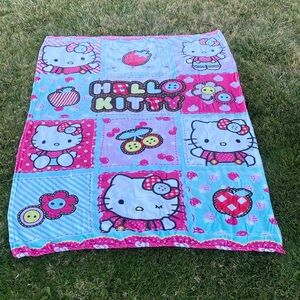 Hello Kitty Trashy Y2K Plush Throw Blanket Apple Cherry Strawberry Dorm Room